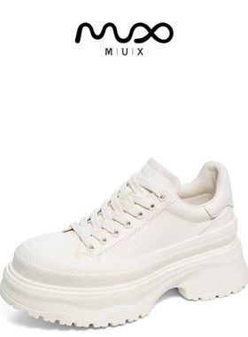 MUX迈思2025增高厚底牛皮休闲鞋系带女鞋82181
