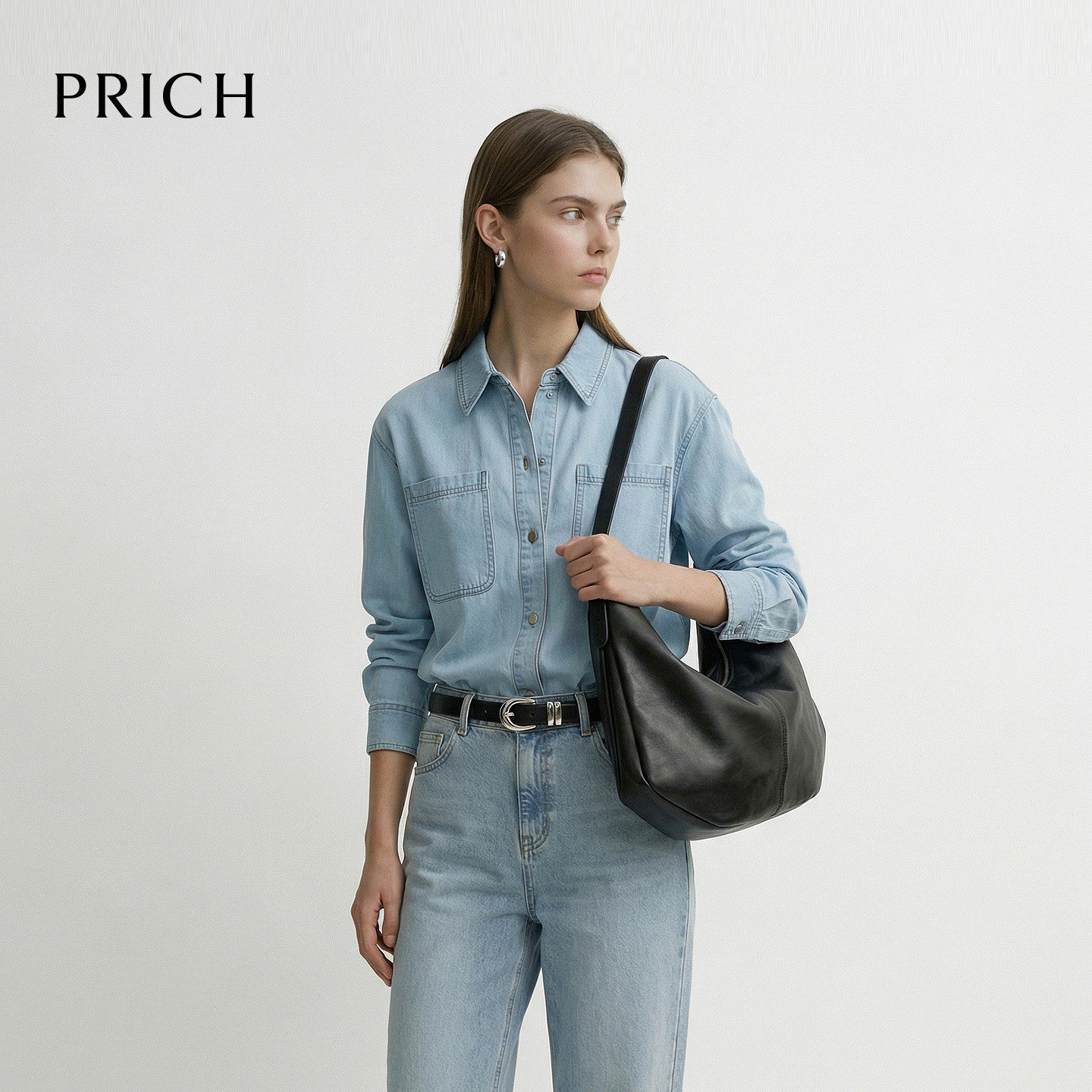 PRICH时尚复古酷飒轻薄水洗牛仔衬衫2026夏季新款宽松休闲上衣女