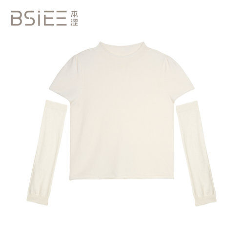 BSiEE本涩设计感简约纯色立领套头毛衣针织衫上衣