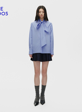 BLUE ERDOS  简约淡蓝色正肩飘带衬衫B256HB009