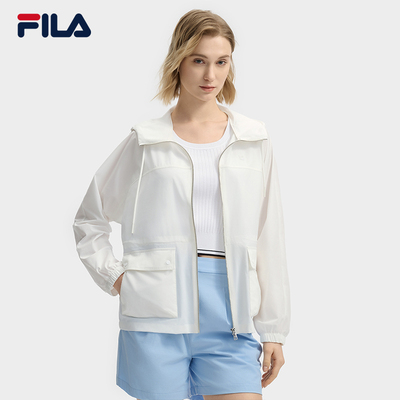 FILA 斐乐官方女士梭织外套2025夏时尚宽松连帽上衣F11W523703F