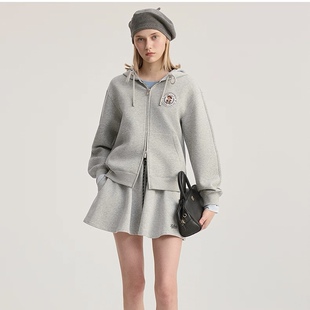 TeenieWeenie小熊女卫衣2025秋简约休闲宽松刺绣连帽TTMZ254902P