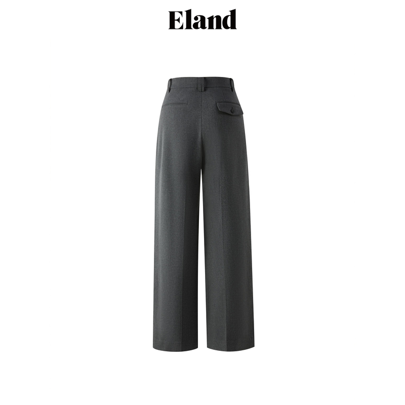 Eland衣恋休闲裤女纯色直筒显瘦通勤西装裤