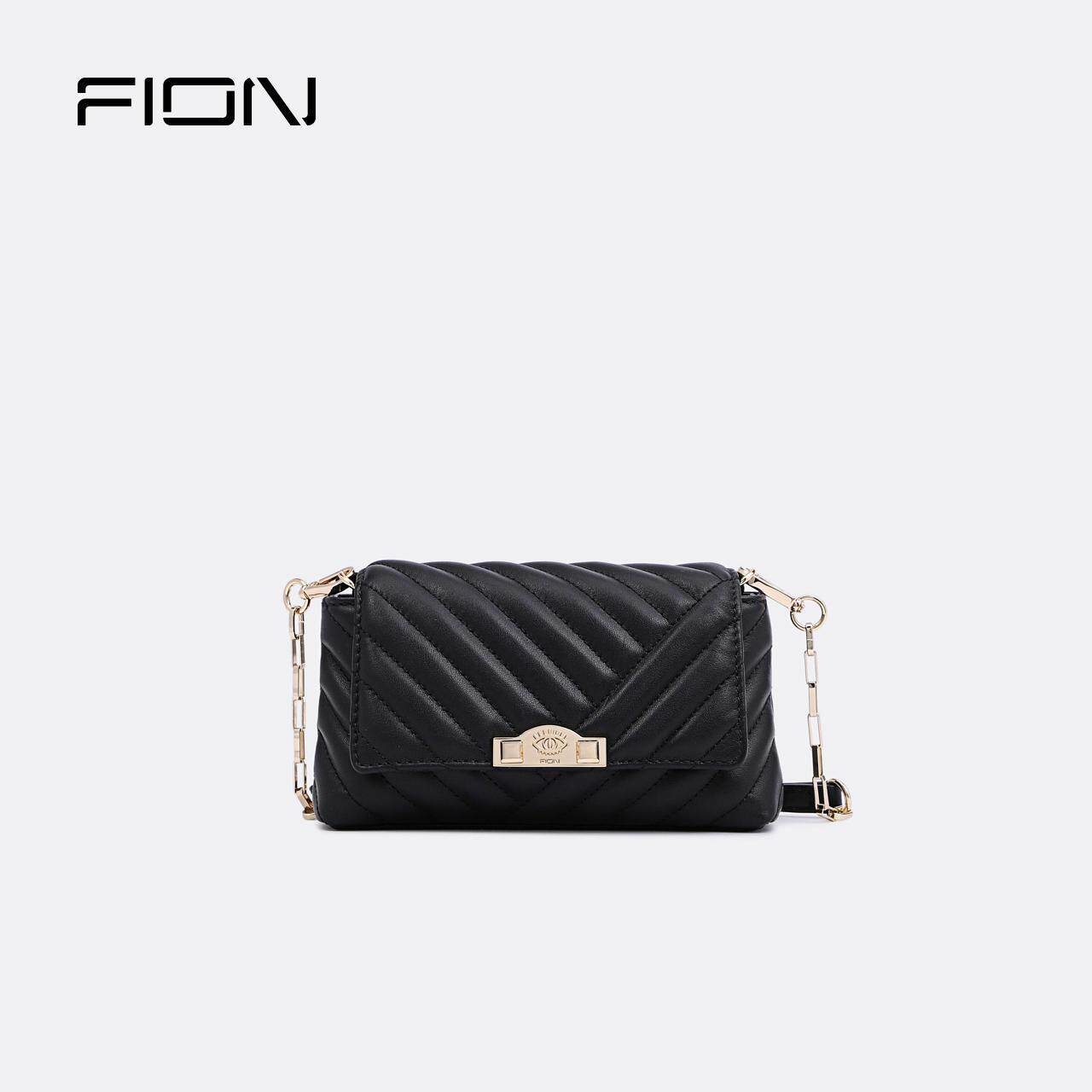Fion/菲安妮菱格链条包 时尚单肩包小众斜挎包女