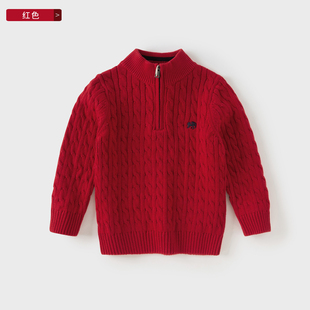 DB4253597 套头衫 戴维贝拉儿童半高领毛衣2025秋冬款 男童针织衫