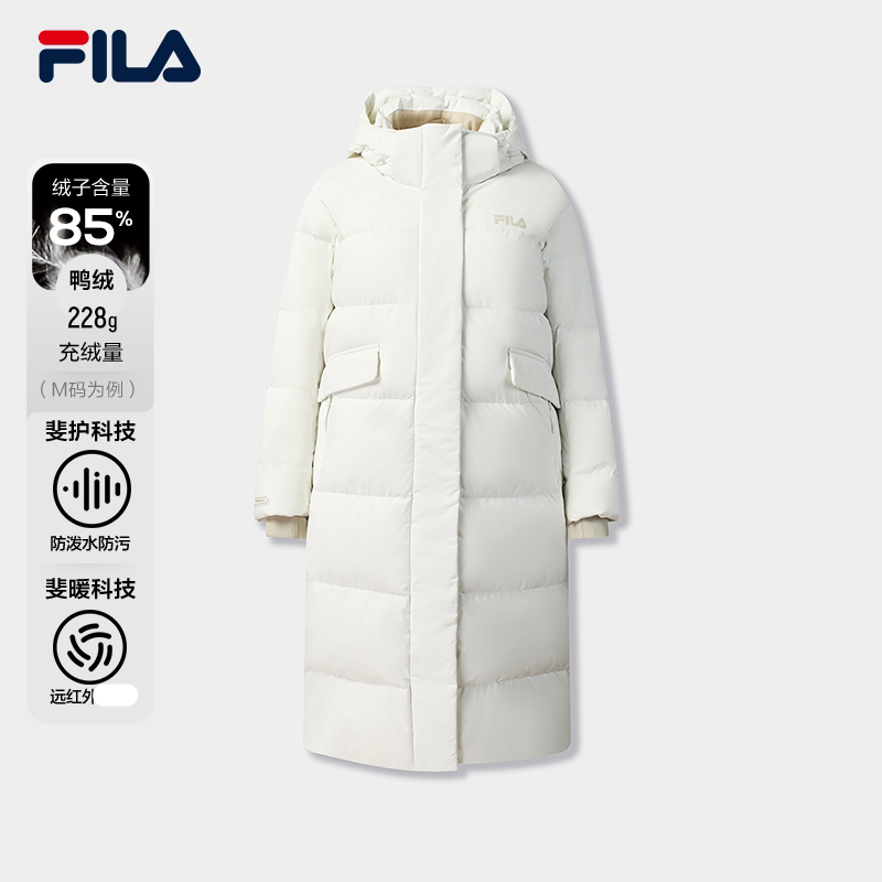 FILA RGB羽绒|斐乐长款羽绒服2025冬新运动保暖外套F11W549905F