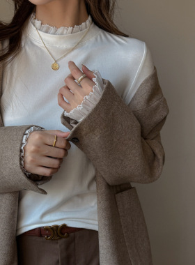 MYREALITY秋冬花边立领长袖内搭设计感打底衫2654