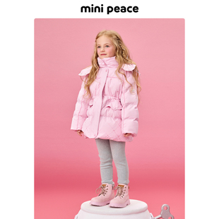 太平鸟童装女童羽绒服连帽中长款加厚外套