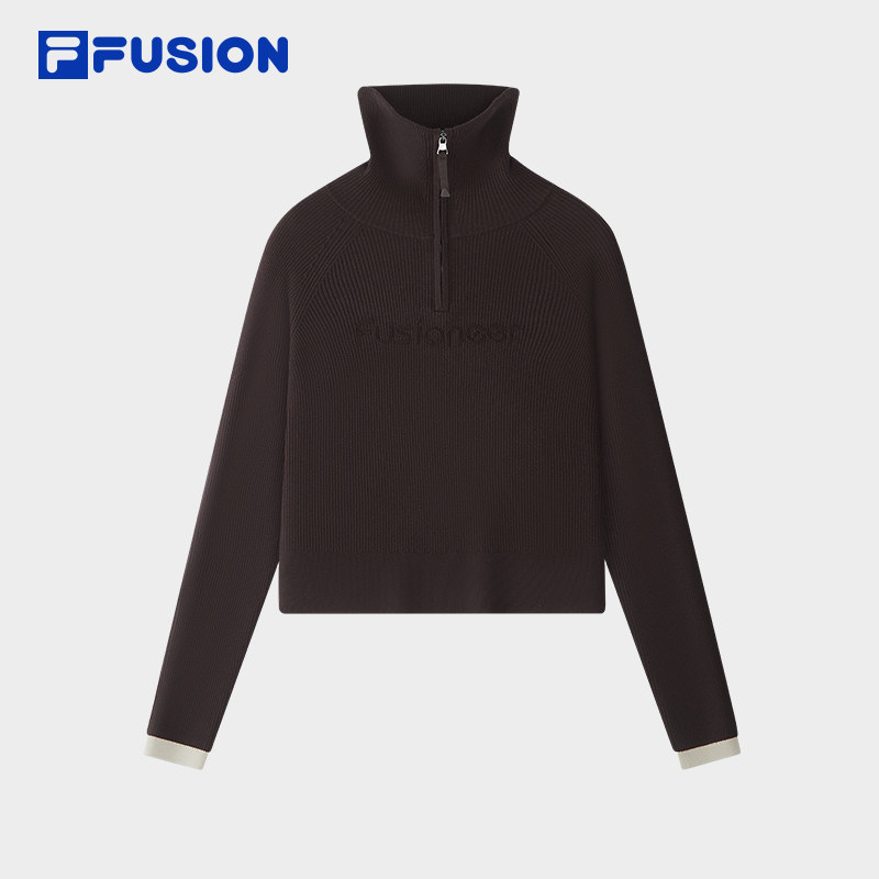 FILA FUSION斐乐潮牌女子编织衫2026春新高领套头毛衣T11W615401A
