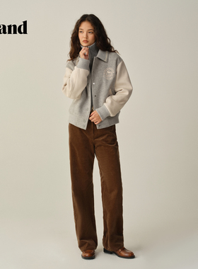 Eland外套女学院风短款宽松翻领上衣