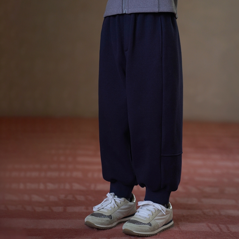 哈齿童装冬季儿童休闲长裤宽松卫裤男童女童束脚裤加绒保暖