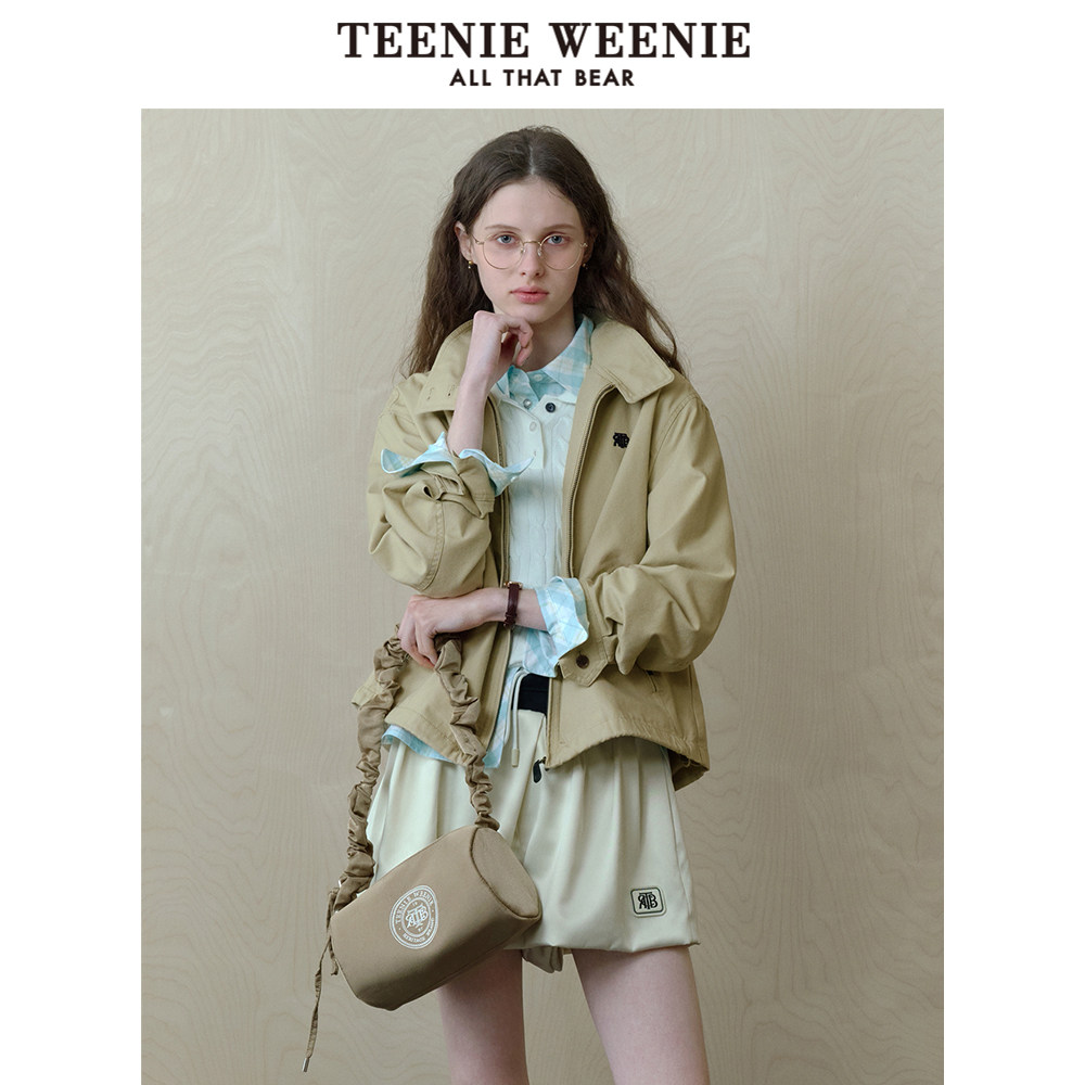 TeenieWeenie小熊女装单肩包2025春夏肩带抽褶时尚通勤斜挎包