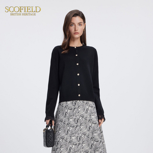 Scofield女长袖蕾丝拼接针织开衫