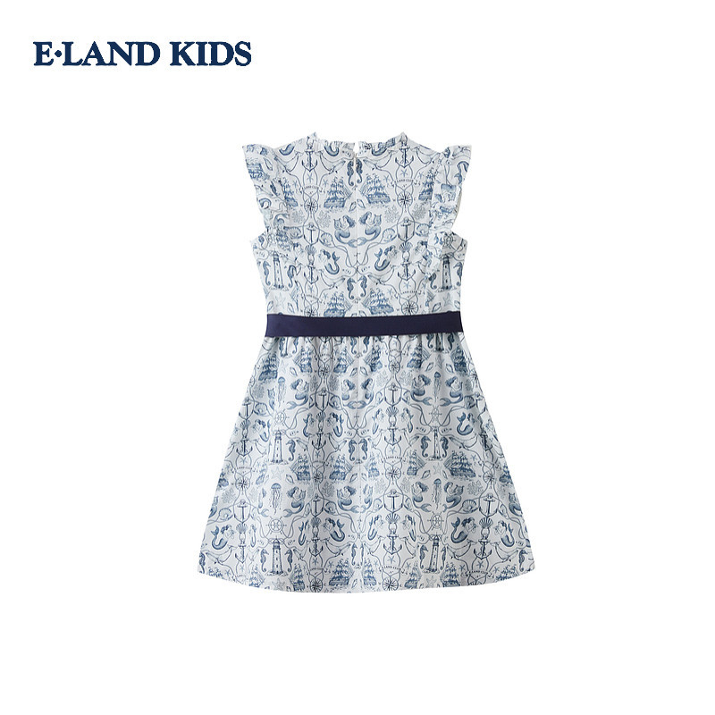 eland kids衣恋女童连衣裙26年夏海洋风印花裙