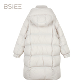 BSiEE本涩织带拉链连帽羽绒服2024冬季 设计感外套女E42711A02