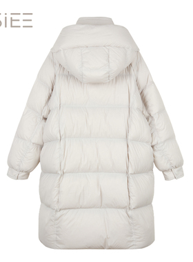 BSiEE本涩织带拉链连帽羽绒服2024冬季设计感外套女E42711A02