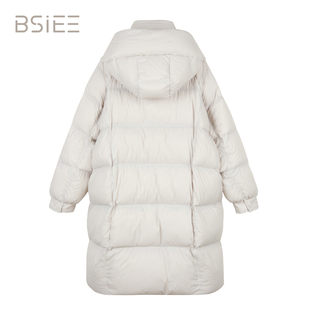 BSiEE本涩织带拉链连帽羽绒服2024冬季 设计感外套女E42711A02