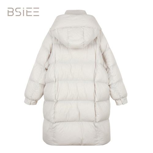 BSiEE本涩织带拉链连帽羽绒服2024冬季设计感外套女E42711A02