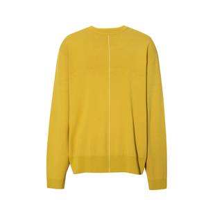 MM麦檬男装2022春季款冰丝姜黄宽松慵懒圆领针织衫男9D1130021