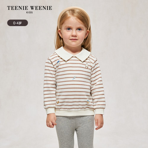 TeenieWeenie Kids小熊童装24秋季女宝翻领套头卫衣T0MW244981A