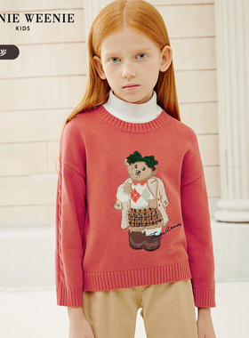 TeenieWeenie Kids小熊童装24秋冬女童圆领套头毛衣TKKW244T51B