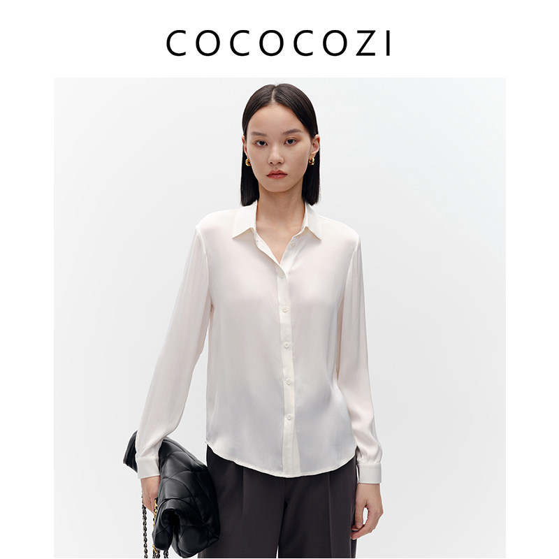 COCOCOZI经典纯色衬衫女衬衣简约时髦宽松上衣231CO082图片