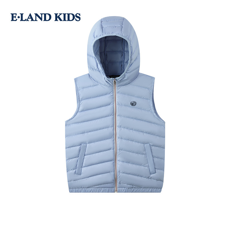eland kids衣恋童装男童羽绒马甲2025年冬连帽鸭绒外套EKVWF4T06B