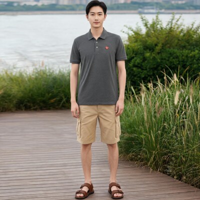 LOUIS ROYER男士休闲深灰绣标短袖Polo衫M611835-006