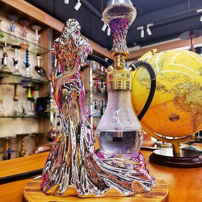 跨境货源阿拉伯水烟炫彩女神①造型水烟工艺树脂美女蛇发光hookah