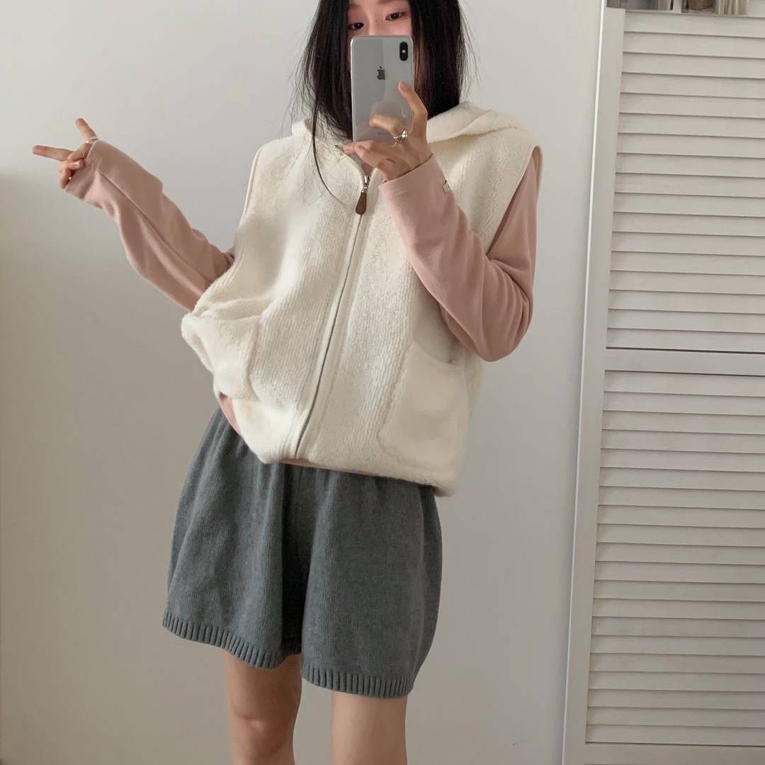 韩版设计感休闲百搭连帽针织马甲