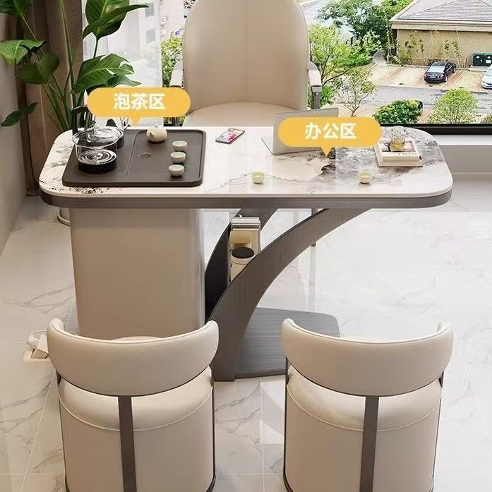 轻奢客厅阳台茶桌网红简约意式现代岩板茶台迷你版一整套移动茶桌