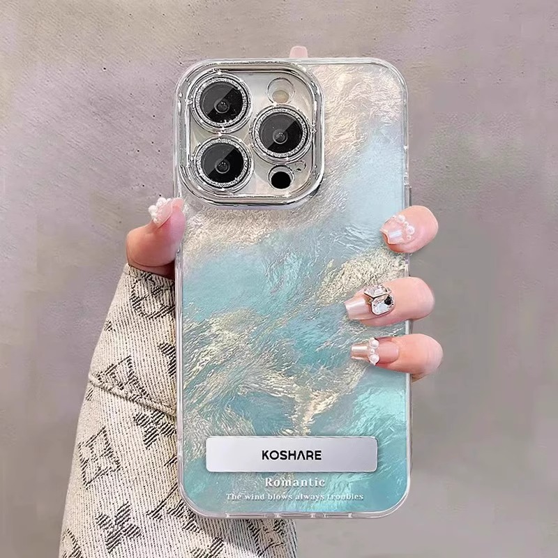 【夏天冰川纹】适用苹果16手机壳新款iphone16promax闪粉镜头15pro高级感14plus散热保护套13个性女12挂绳11