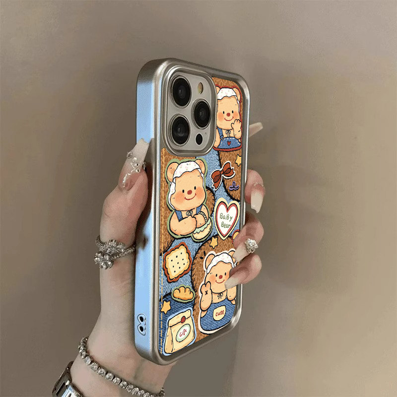 黄油小熊适用苹果16手机壳iphone15promax新款14plus秋冬小羊皮13卡通女12pm小众高级感11全包防摔保护套16PM