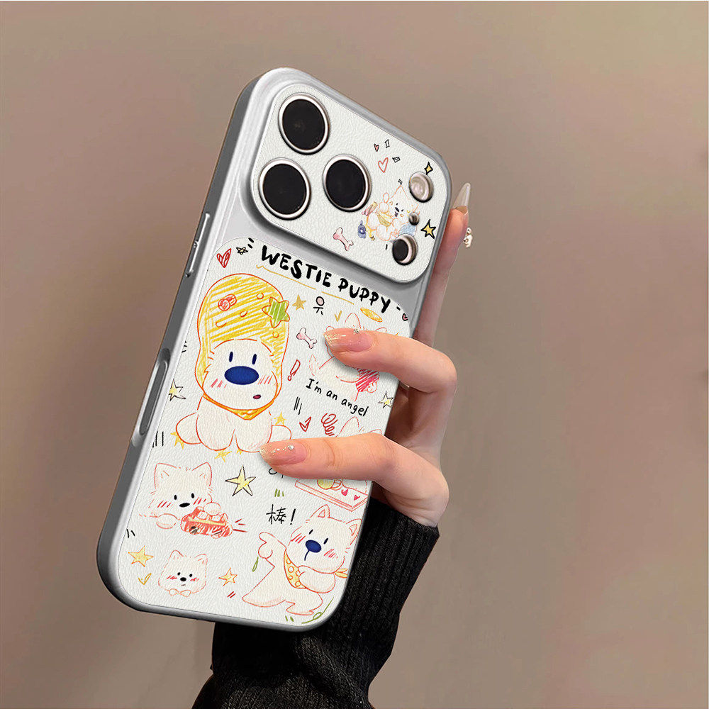 适用苹果17promax手机壳2026新款iphone16可爱西高地15pro高级感小羊皮14全包镜头防摔13个性17pm女款卡通套
