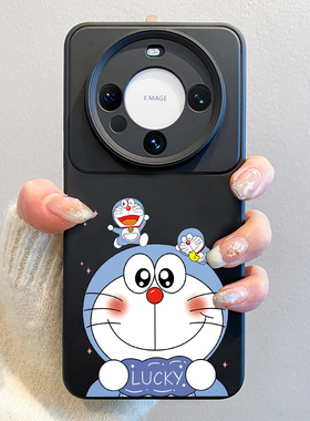 适用华为mate80promax手机壳机器猫mate70全包镜头m60pro撞色液态30硅胶防摔m50卡通可爱60pro+小众高级感女