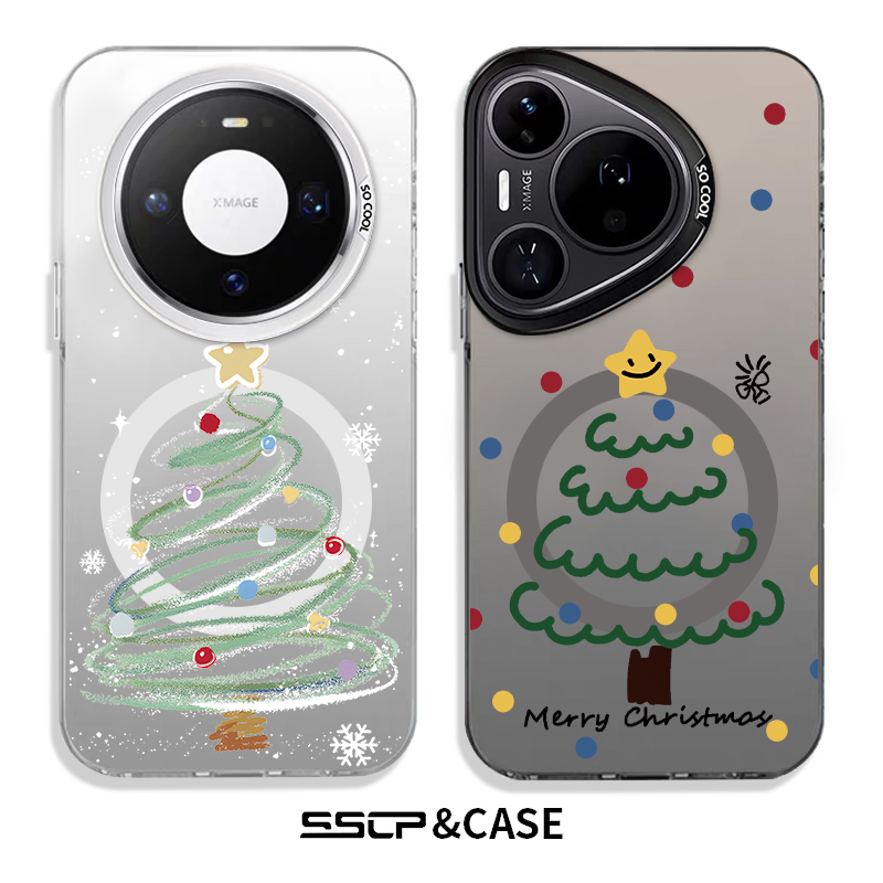 圣诞树适用华为mate80promax手机壳2026新款pura70简约mate60pro磨砂mt70pro+磁吸p80ultra防摔70air女卡通40
