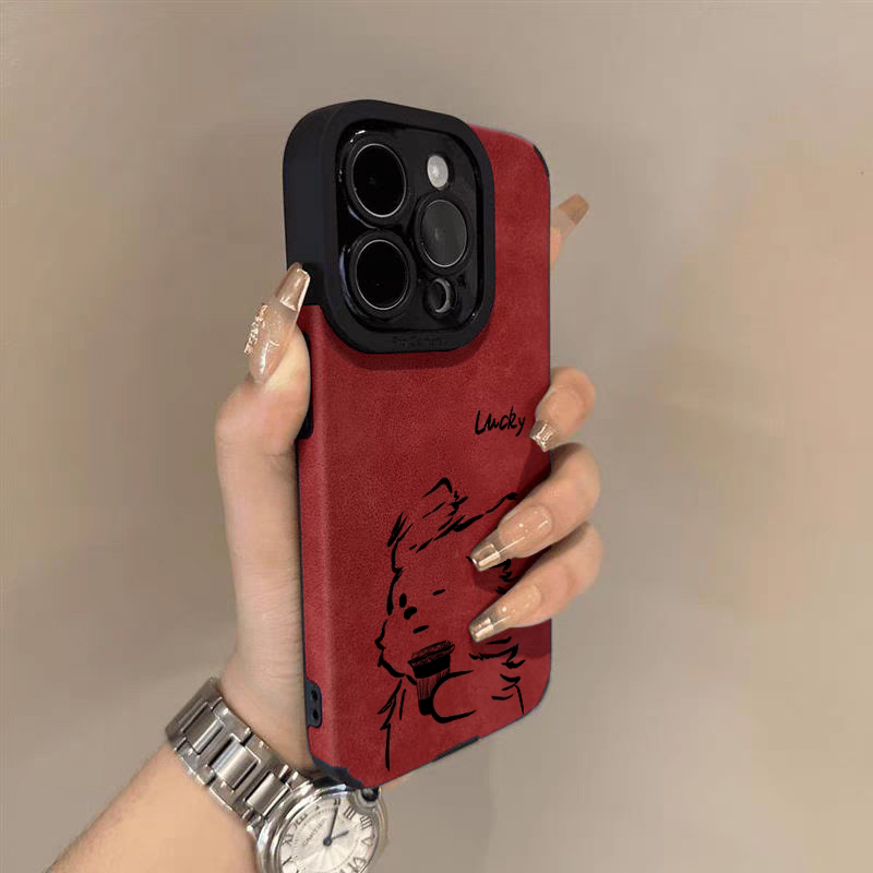 翻毛皮适用苹果17手机壳2026新款iphone16promax马年红色15pro简约卡通14plus秋冬高级感air女13全包12防摔11