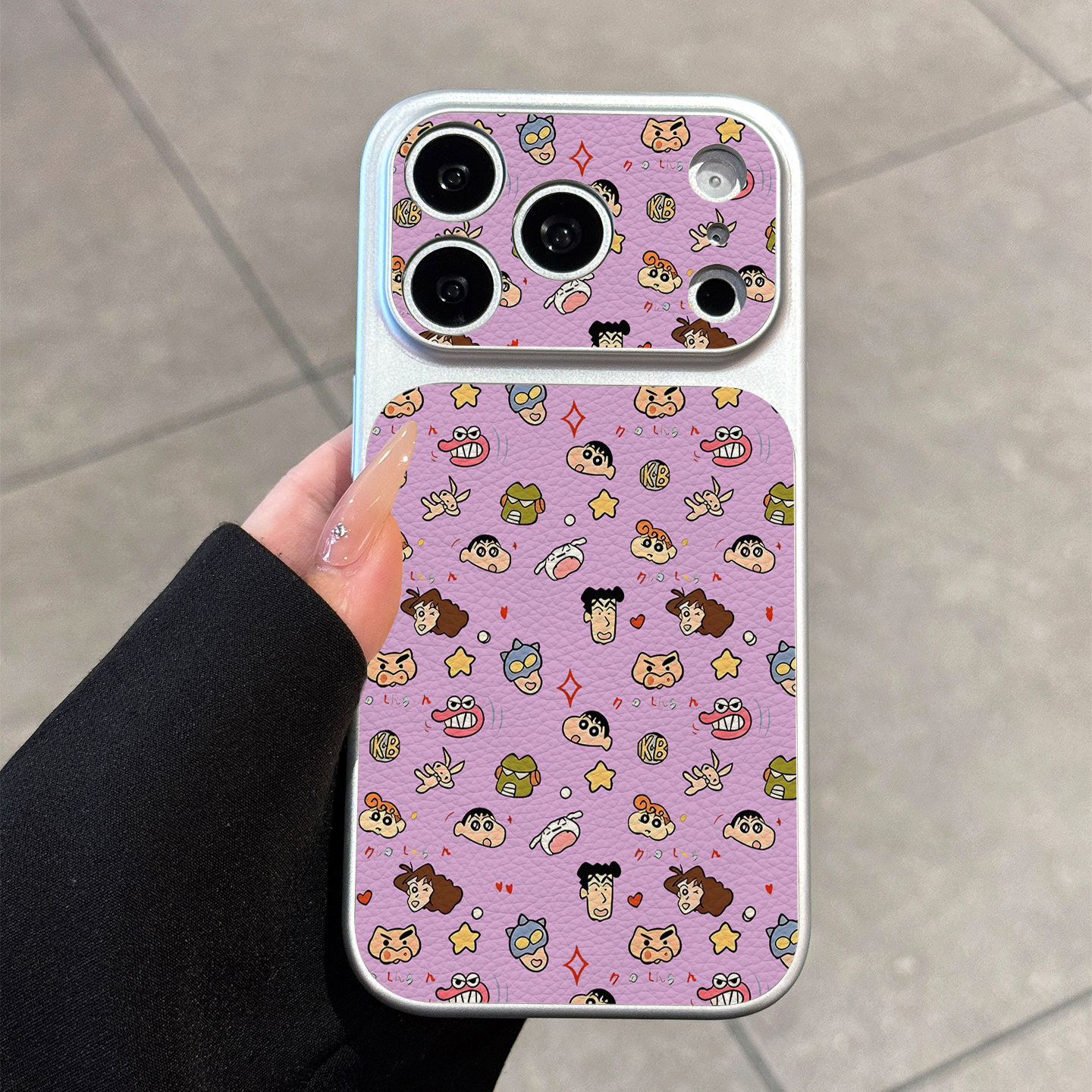 适用苹果17手机壳新款16秒变17promax镜头iphone15超火蜡笔小新14女高级感小羊皮紫色13个性卡通可爱全包防摔