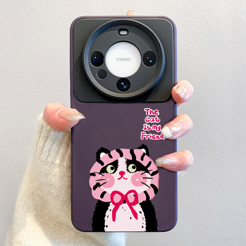 趣味猫咪适用华为mate60pro手机壳新款mate60小众高级感m40pro全包镜头防摔50个性卡通m60pro网红女款30软壳+