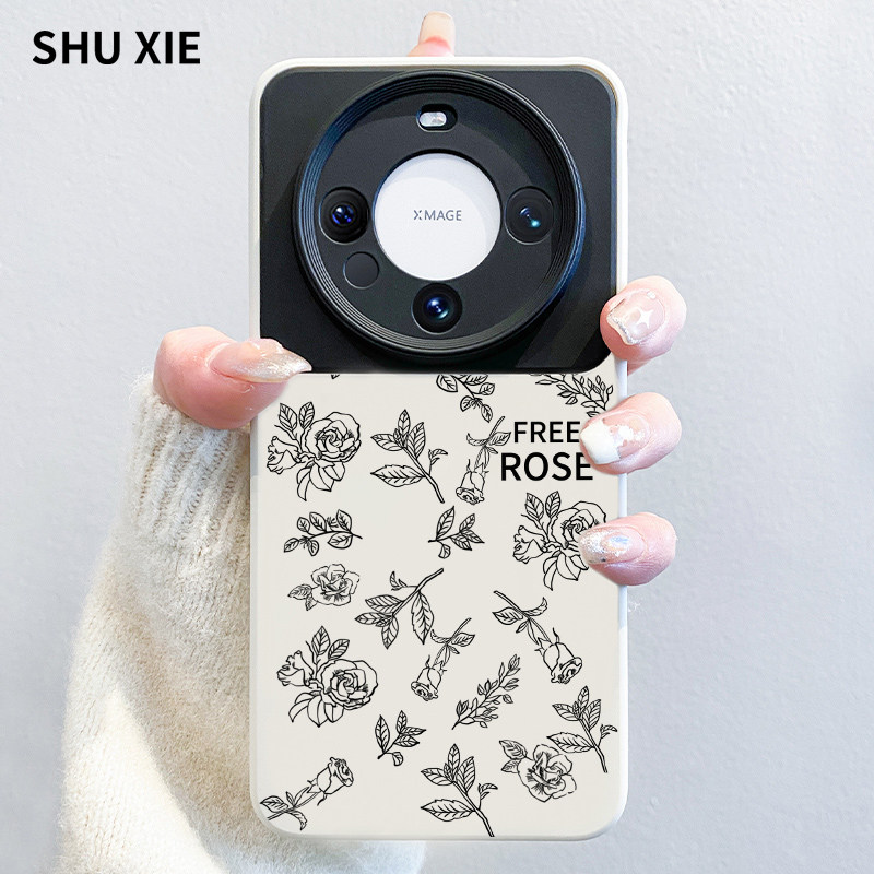 简约玫瑰花适用华为mate60手机壳新款mate60pro小众高级感m40pro网红女款mate50全包镜头防摔60pro+防摔软壳