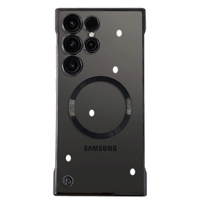 超薄裸机壳适用三星s25ultra手机壳新款无边框s24+带镜头膜S23电镀磁吸s24ultra高级感防摔s22透明S24U保护套