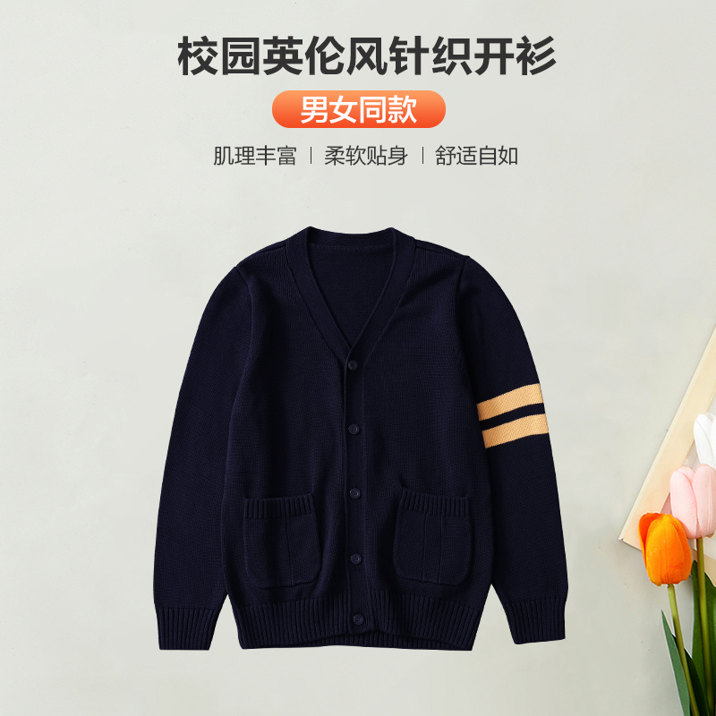 学院风常规秋冬开衫学生棉毛衣