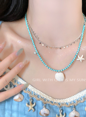 海边氛围感贝壳串珠项链女夏