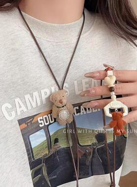 棕色小熊布偶项链女秋冬
