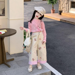 女童套装2026春季新款儿童长袖打底衫中小童2-7岁韩版休闲长裤潮