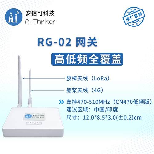 适用安信可LoRaWAN模组Ra-08/08H配套网关WIFI/3G/4G/无线10路径RG-02-封面