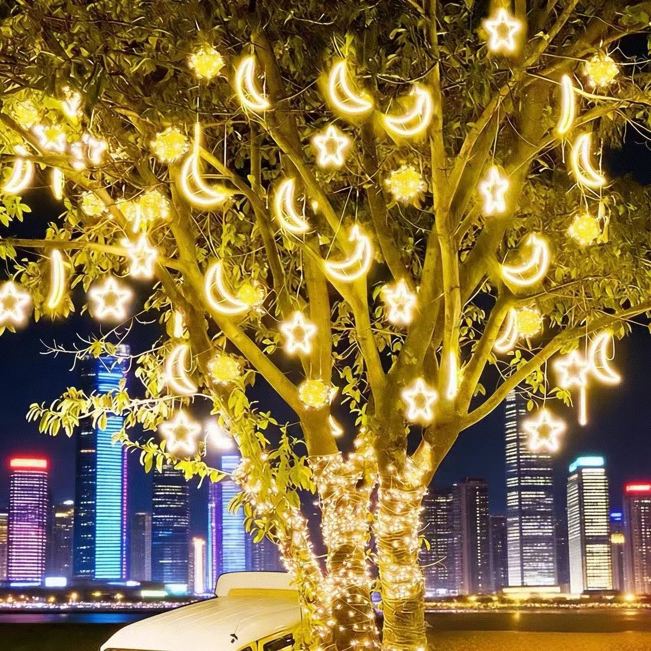 led挂树灯月亮雪花彩灯户外防水亮化五角星灯节日挂件装饰工程灯,节庆用品/礼品,装饰灯,淘宝优惠券,粉丝福利购,淘宝优惠卷