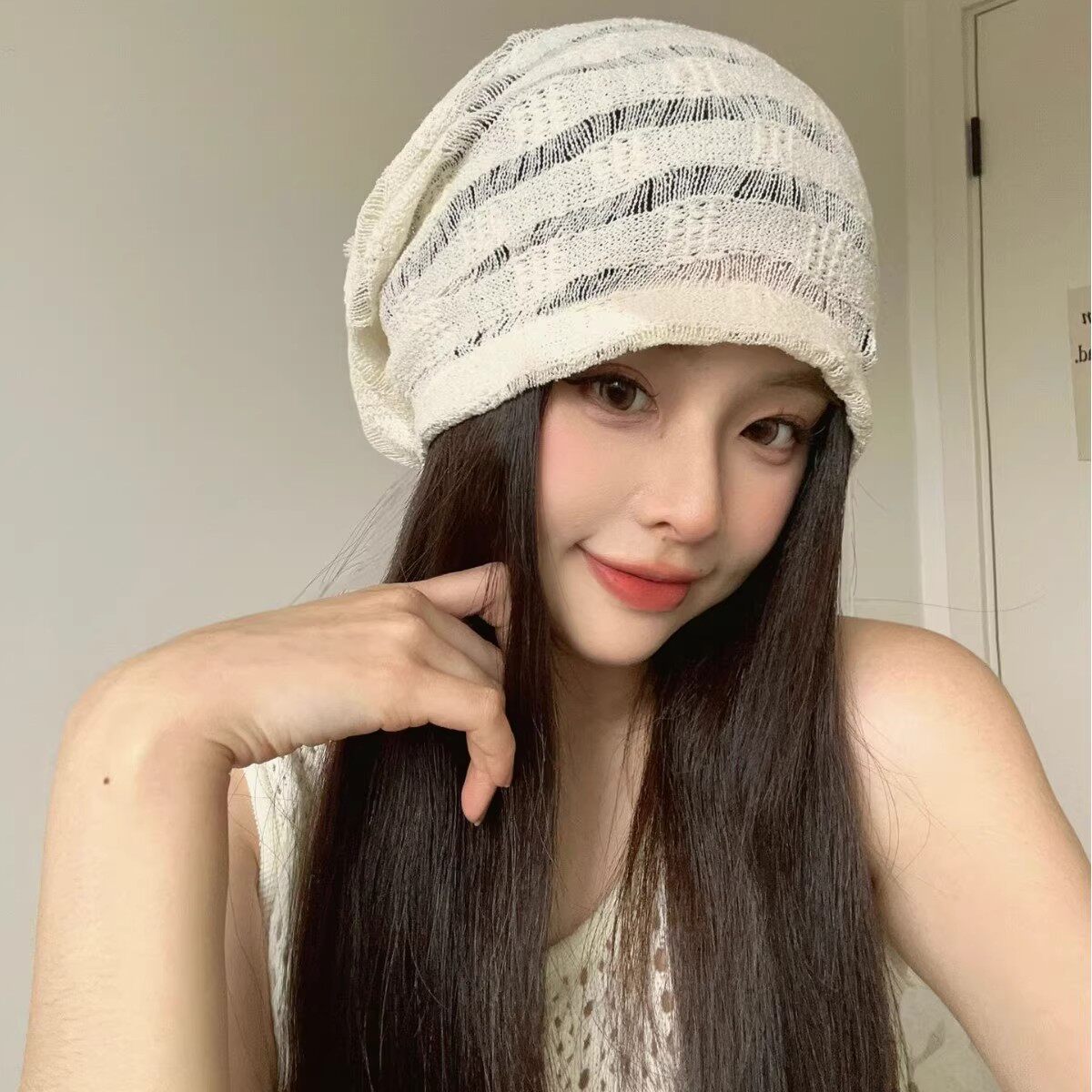 夏天堆堆帽女大头围夏季薄款空调睡帽月子帽透气冷帽宽松包头帽子