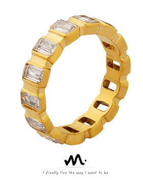 Personalized Full Diamond Zircon Ring Titanium Steel