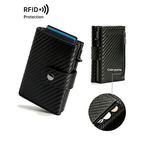RFID wallet anti-theft brush aluminum alloy card bag